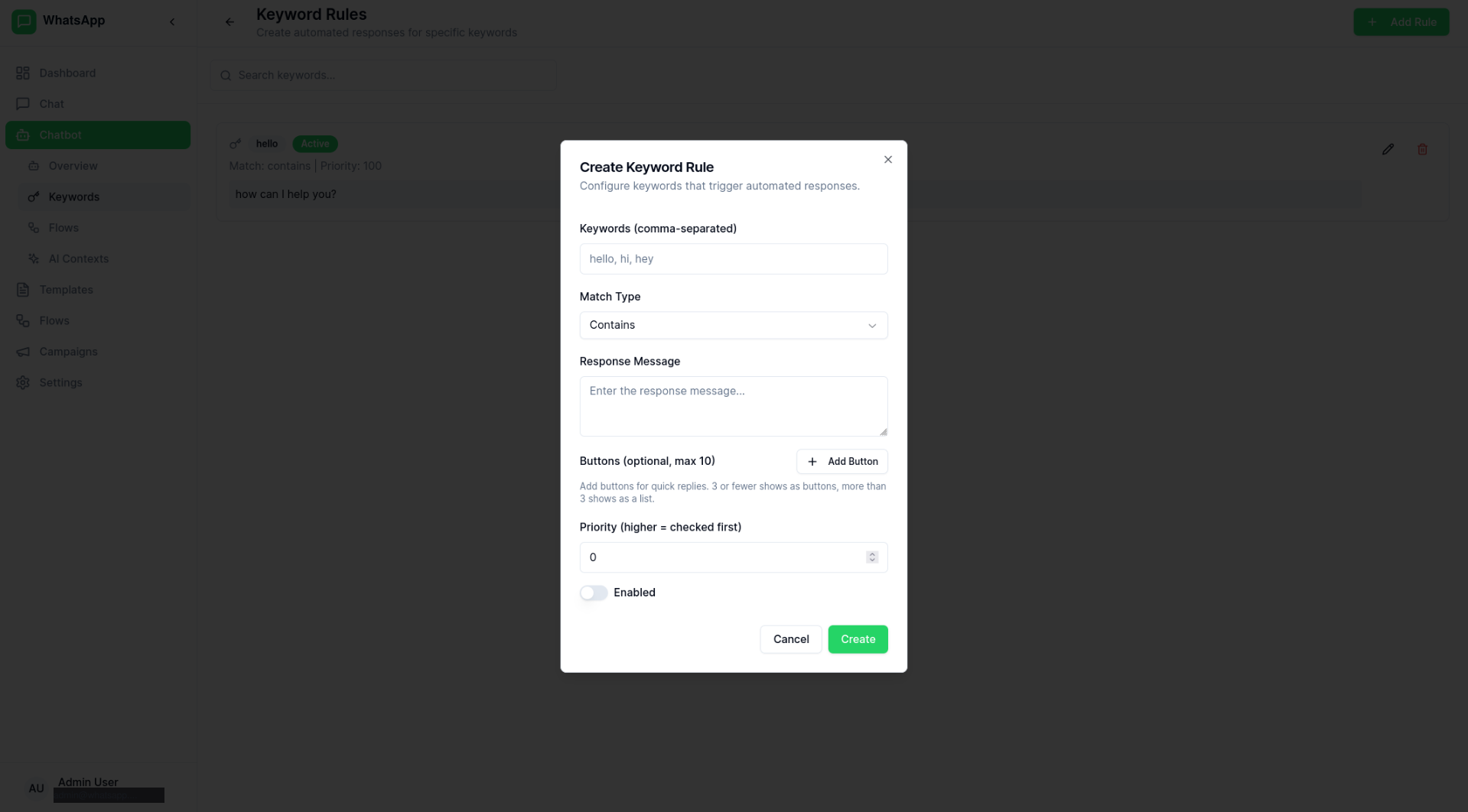 Keyword Rule Editor